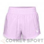 Дамски къси панталони Nike One Swsh FN2601 512 в лилаво с ластичен колан и декоративно Swoosh лого.