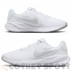 бели спортни обувки Nike Revolution 7 FB2207 100 с изчистен дизайн и сиво лого, страничен изглед