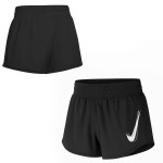 Дамски черни къси панталони Nike One Swsh HJ2195 010 с висока талия изглед отстрани и отпред