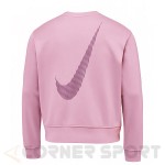 Гърбът на розова дамска блуза Nike One Df Crew IB1450 699 с голямо лого Swoosh